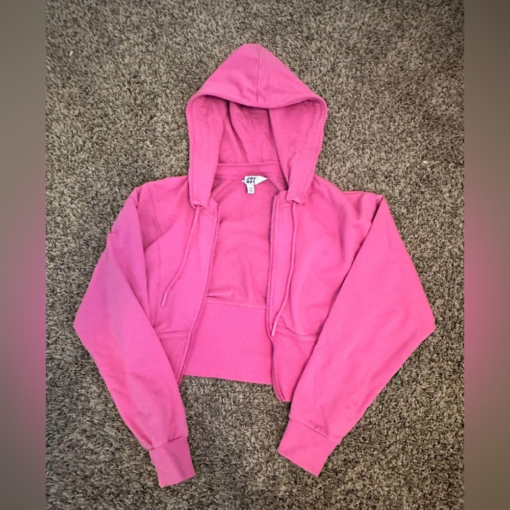 Pink cropped zip up jacket